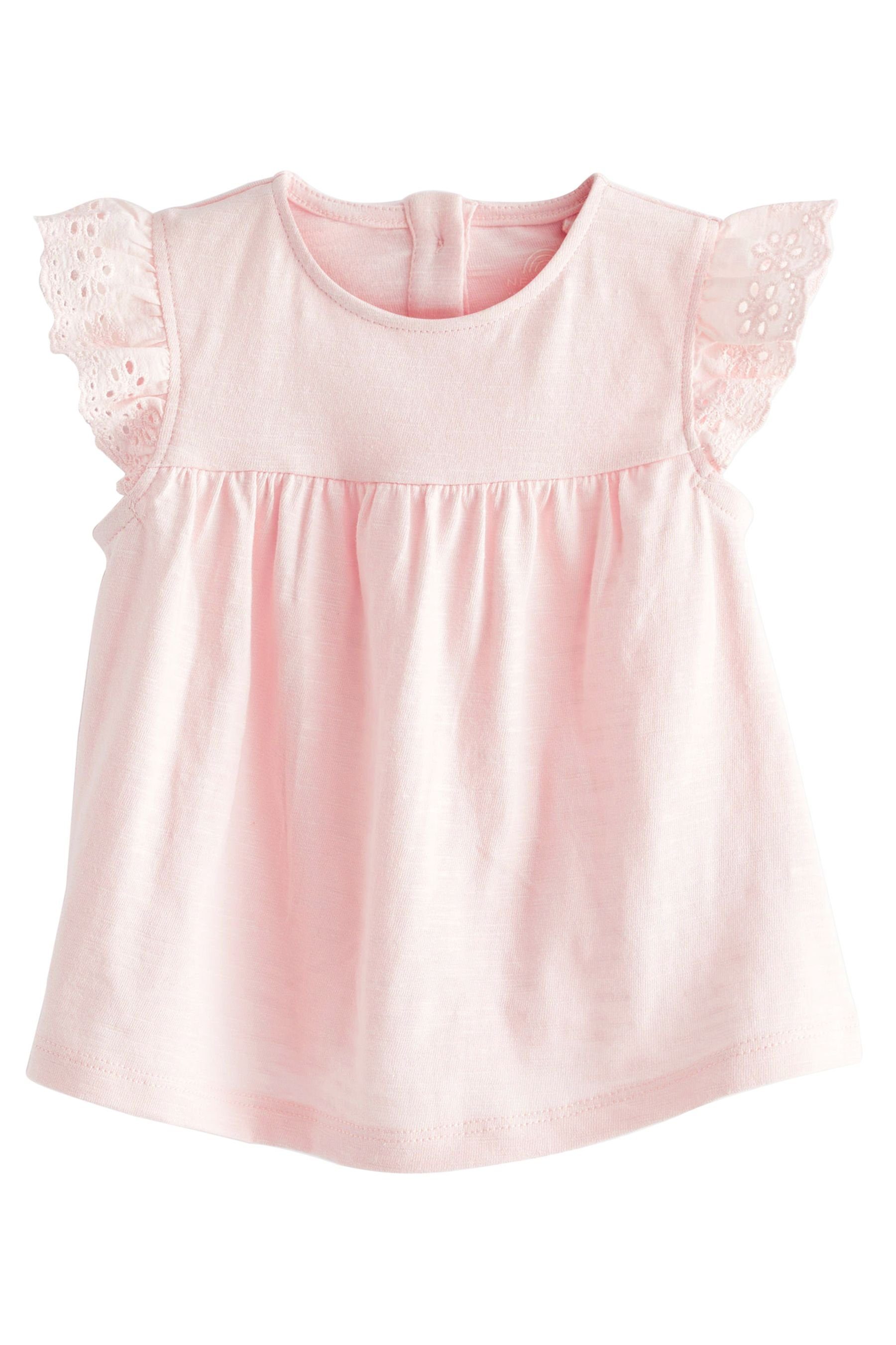 Next T-Shirt Baby-T-Shirts mit Lochstickerei, Pink 3er-Pack (3-tlg)