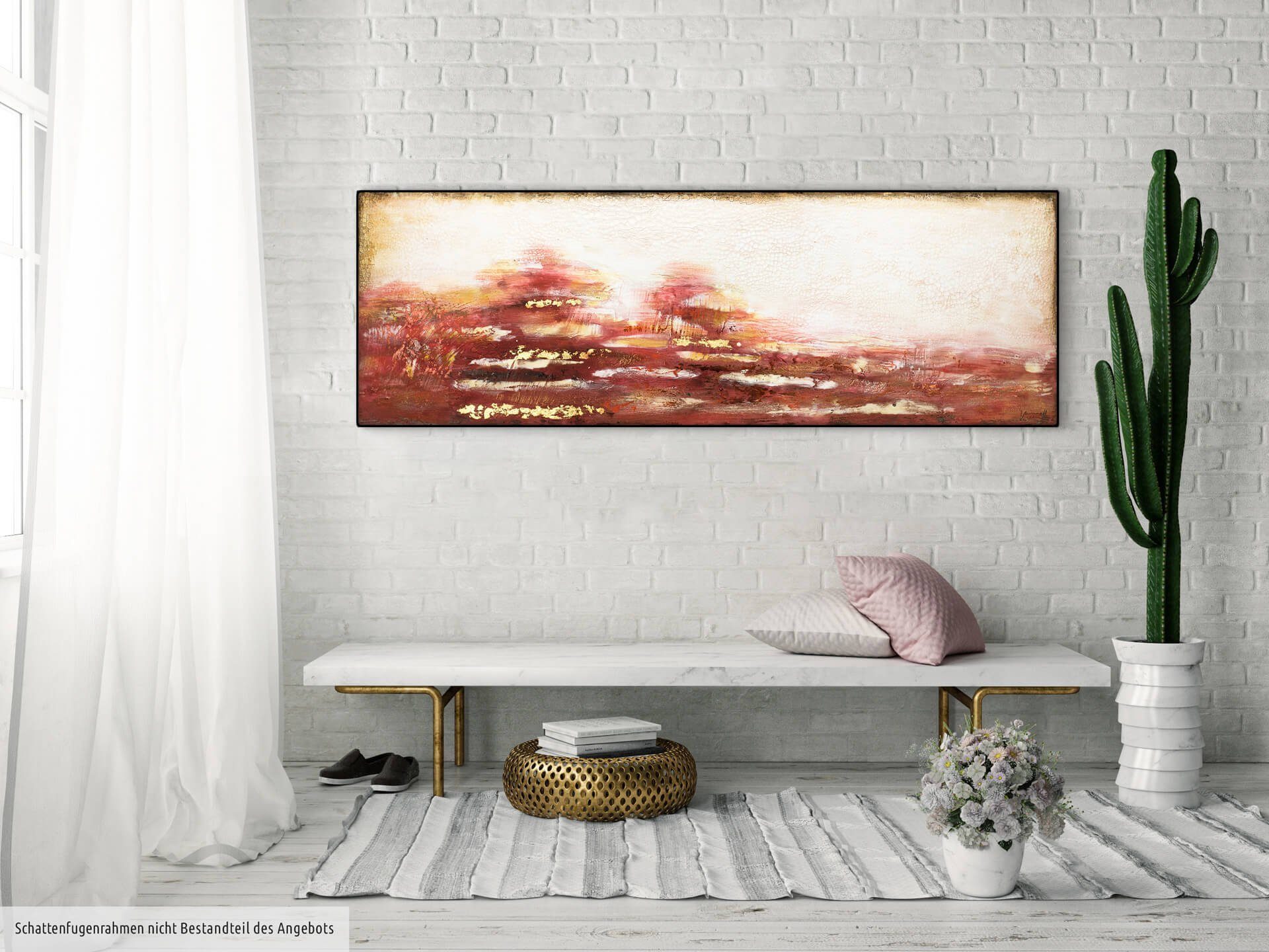 KUNSTLOFT Wandbild 150x50 cm, Gemälde 100% Gipfel der Glut Leinwandbild HANDGEMALT Wohnzimmer