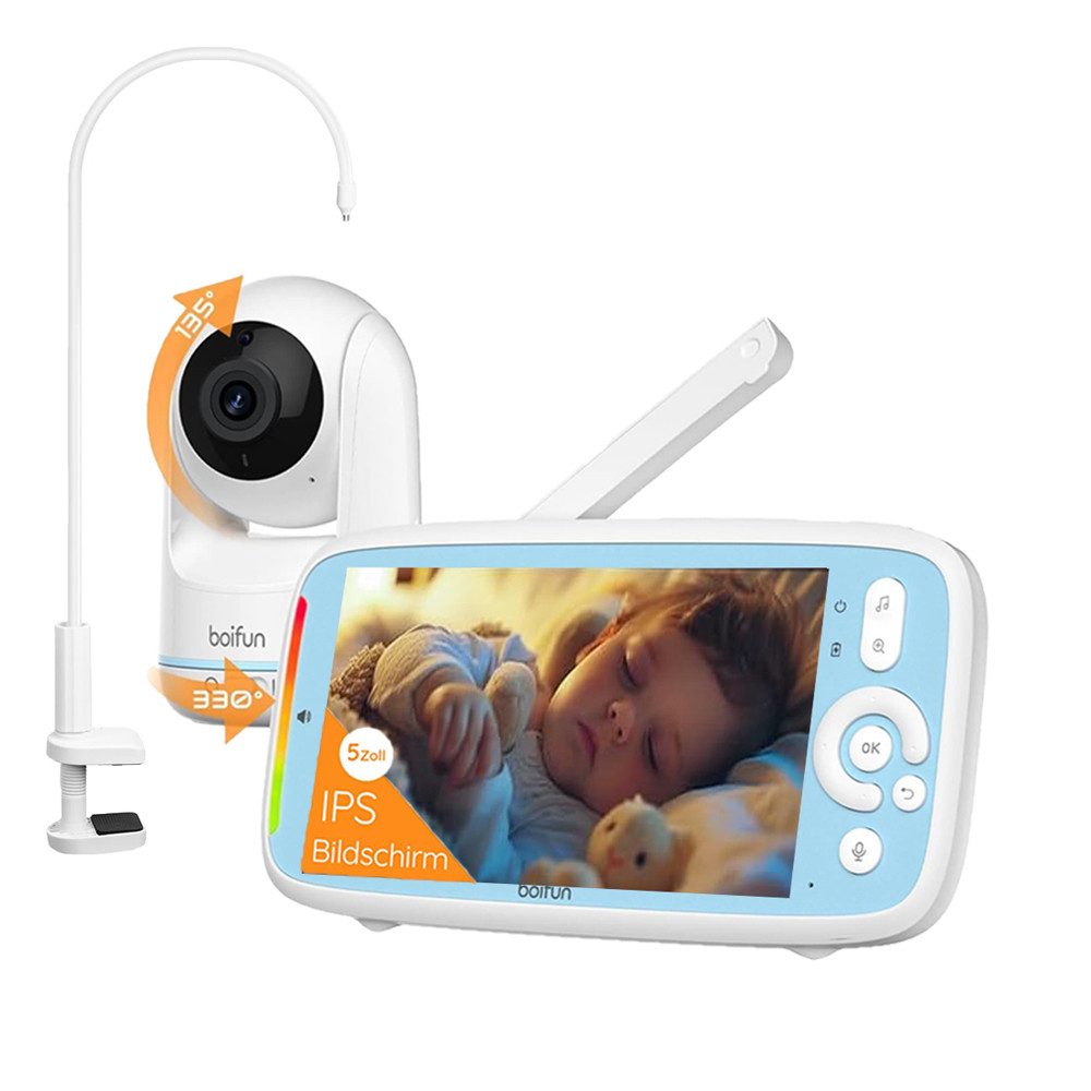 Babyphone 5 Zoll Babyphone mit Kamera 720P Display mit Halterung