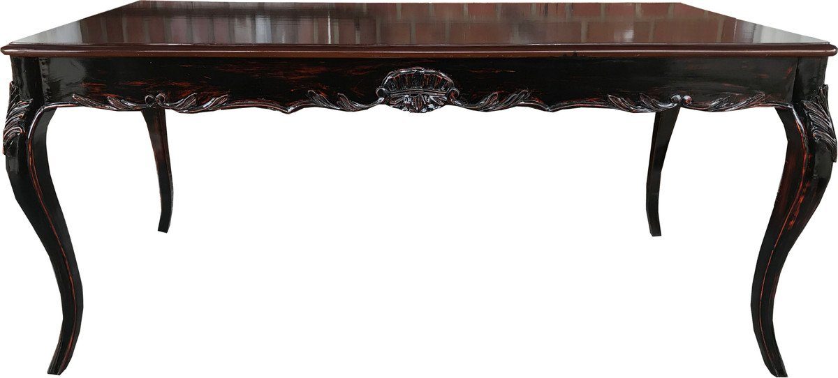 Casa Padrino Esstisch »Barock Esstisch Schwarz / Braun Antik Stil Look mit  Glasplatte - Esszimmer Tisch im Barockstil - ALLE GRÖSSEN«