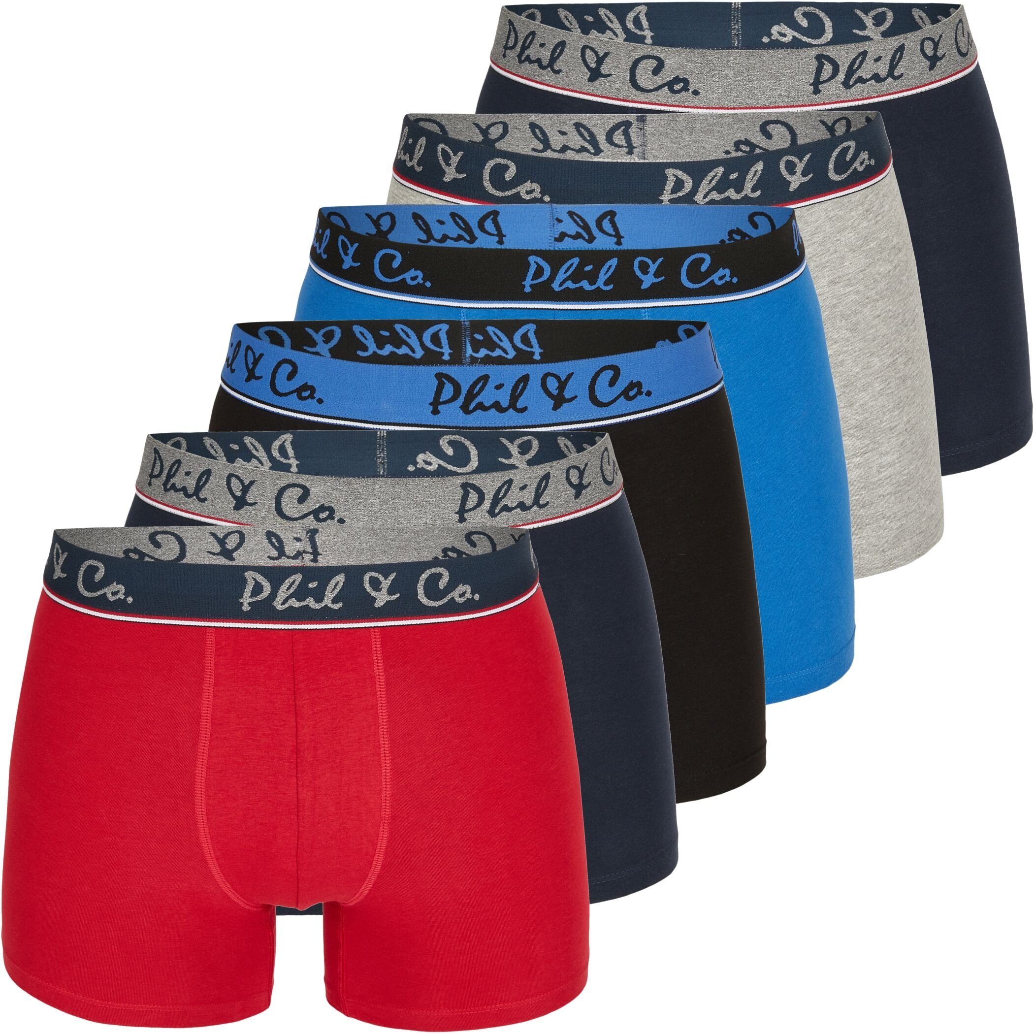 Phil & Co. Boxershorts 6er Pack Phil & Co Berlin Jersey Boxershorts Trunk Short Pant FARBWAHL (1-St) DESIGN 19
