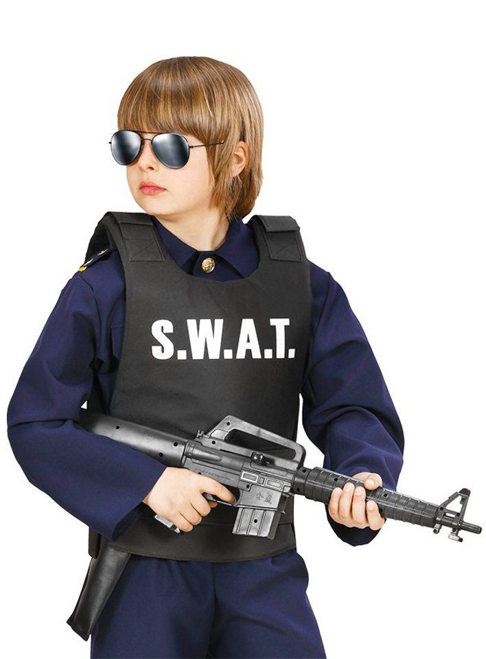 Widdmann Kostüm Schutzweste SWAT, Schutzweste mit Klettverschlüssen für  kleine Schützen