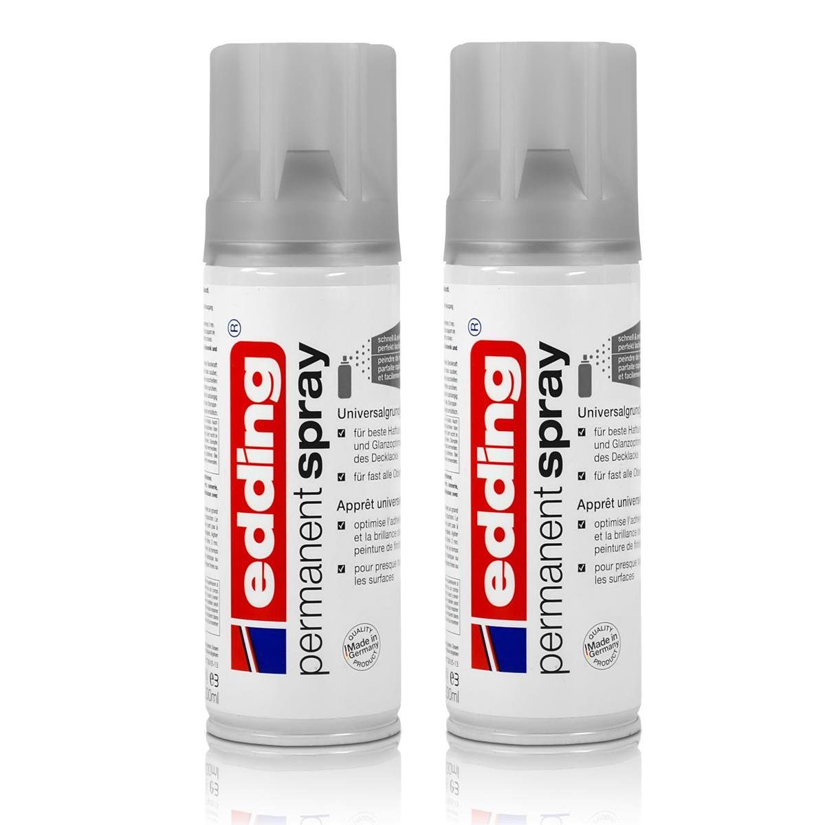 edding Sprühfarbe 2x edding Permanent Spray Universalgrundierung grau 200 ml