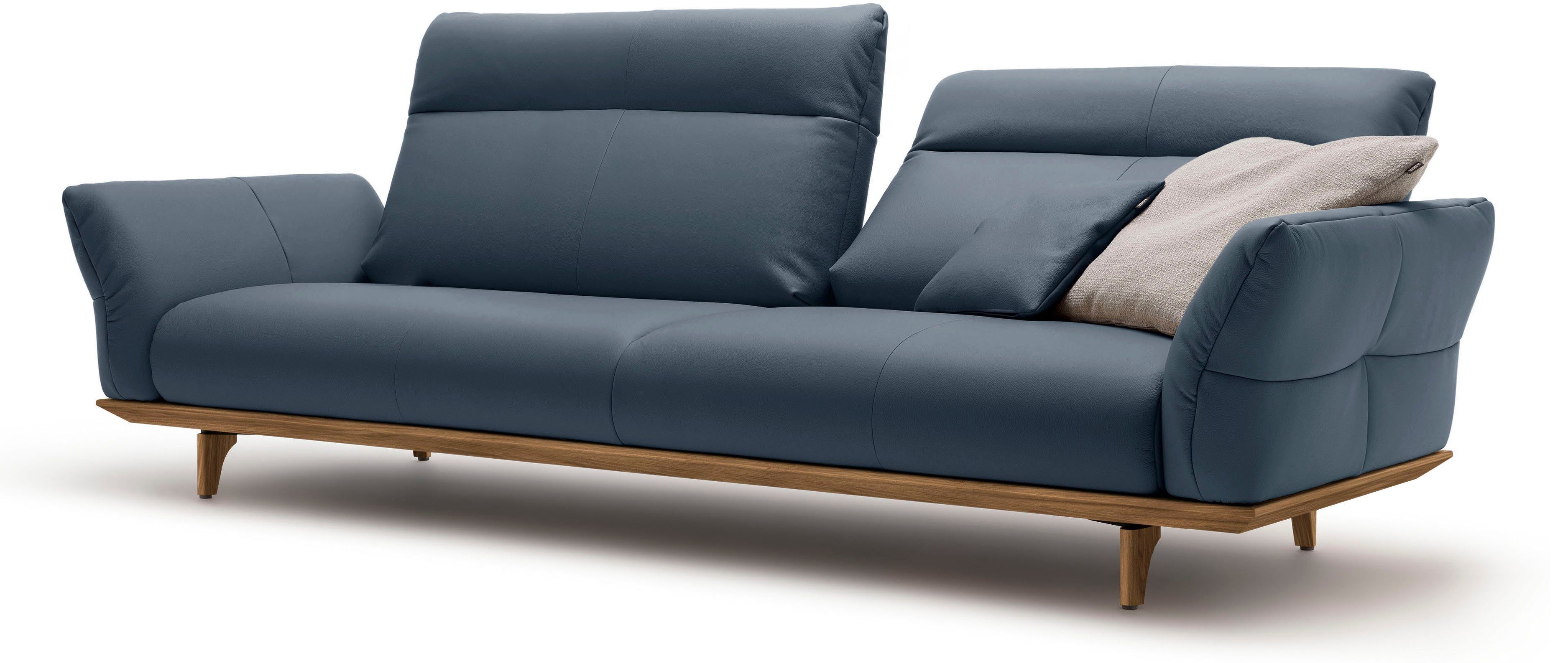 hülsta sofa 4-Sitzer hs.460, 248 cm Sockel Nussbaum, in Nussbaum, Breite Füße