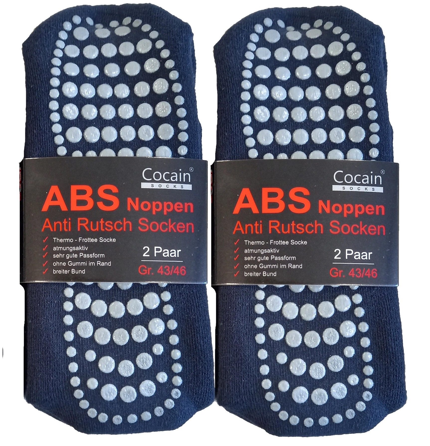 Cocain underwear ABS-Socken 2 Paar warm ABS Stopper Noppen Socken Anti Rutsch Socken Damen Herren (2-Paar) gummierte Noppen