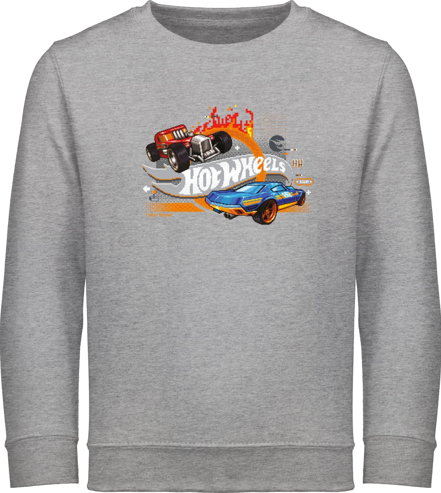 Shirtracer Sweatshirt 8-Bit Logo Hot Wheels Mädchen 2 Grau meliert