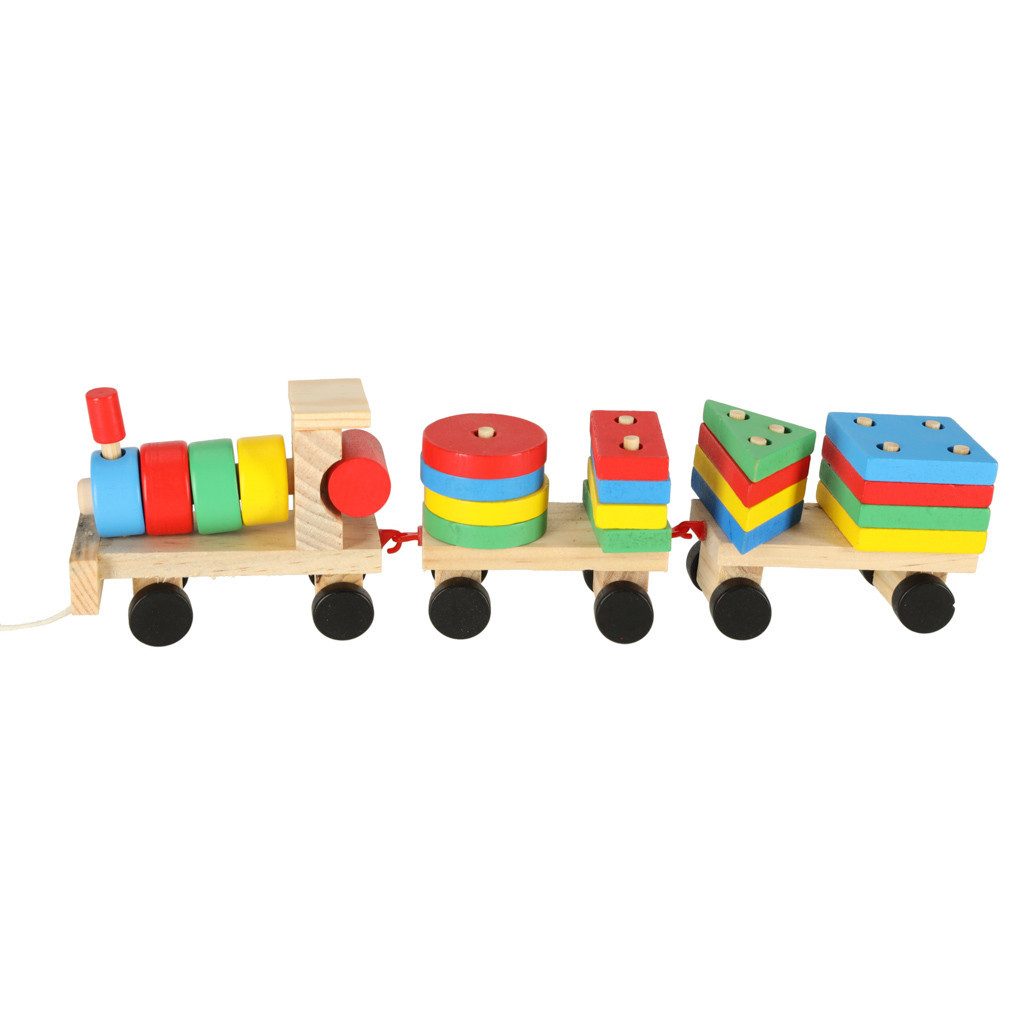 Ikonka Steckpuzzle Holzsortierer Zug – Lernspielzeug mit Steckspiel-Funktion, Puzzleteile, Fördert Motorik, Logik & Kreativität mit einem beweglichen Holzzug