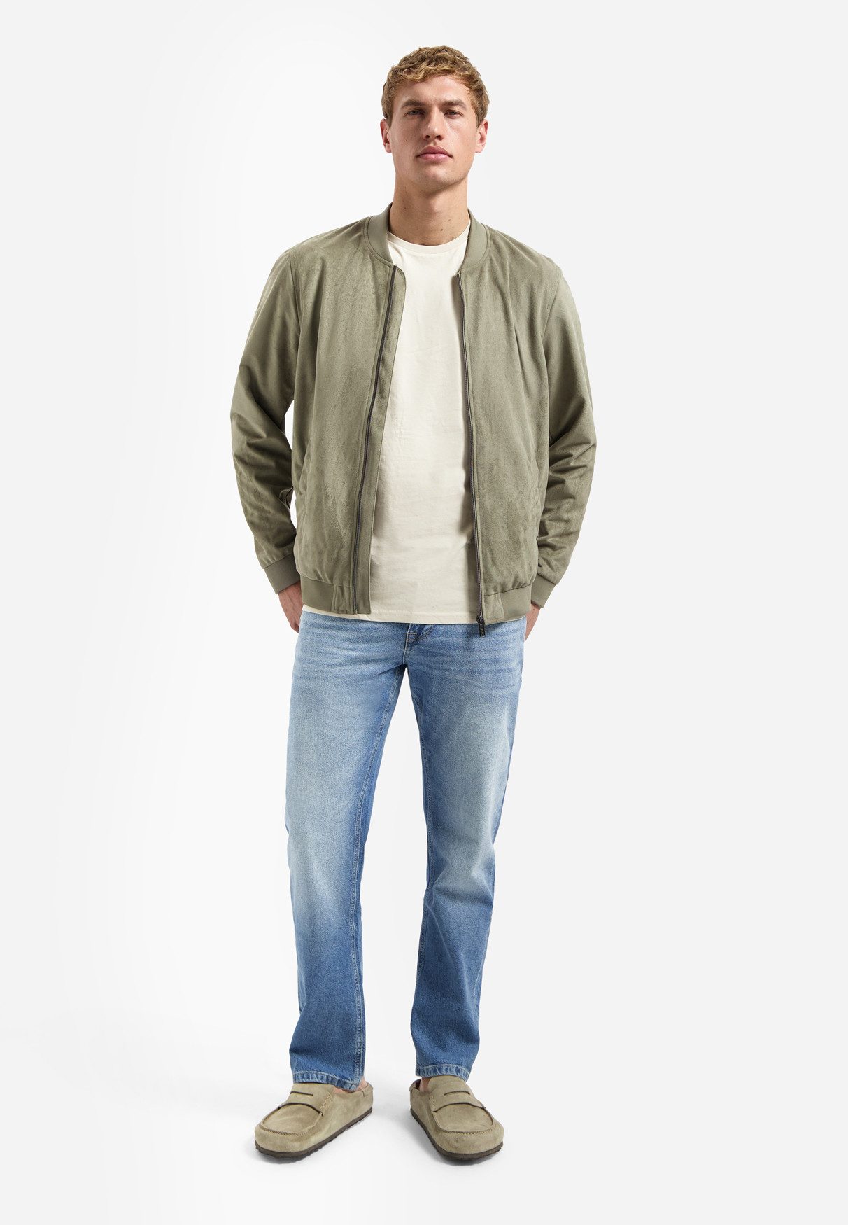 NO EXCESS Anorak Bomberjacke in Wildlederoptik - Casual Fit