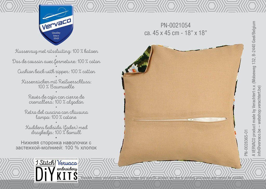 Vervaco Kreativset Kissenrücken mit Reißverschluss für Stickkissen oder Knüpfkissen, (Set, Vervaco embroidery Kit), Made in Europe