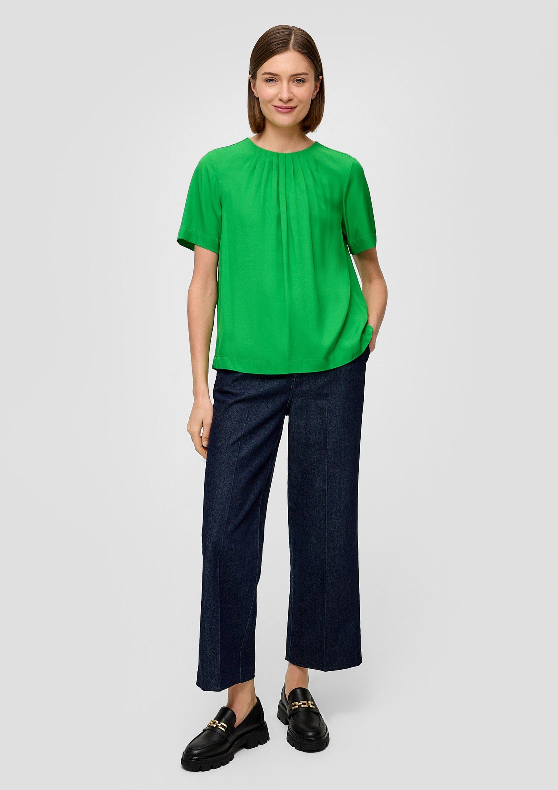 s.Oliver Kurzarmbluse Bluse Bluse aus schimmerndem Viskosetwill