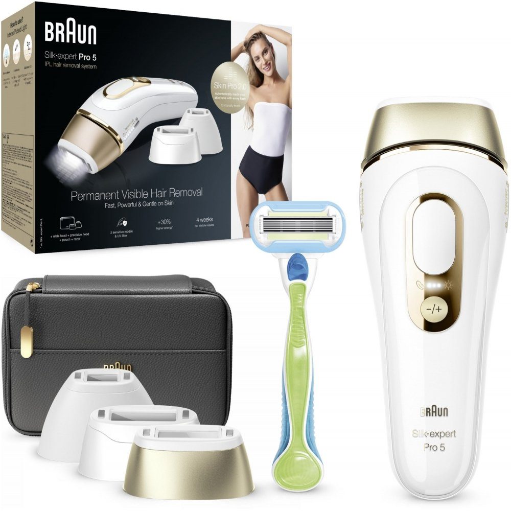 Braun IPL-Haarentferner Silk-expert Pro 5 PL5243 - IPL-Haarentferner - weiß/gold
