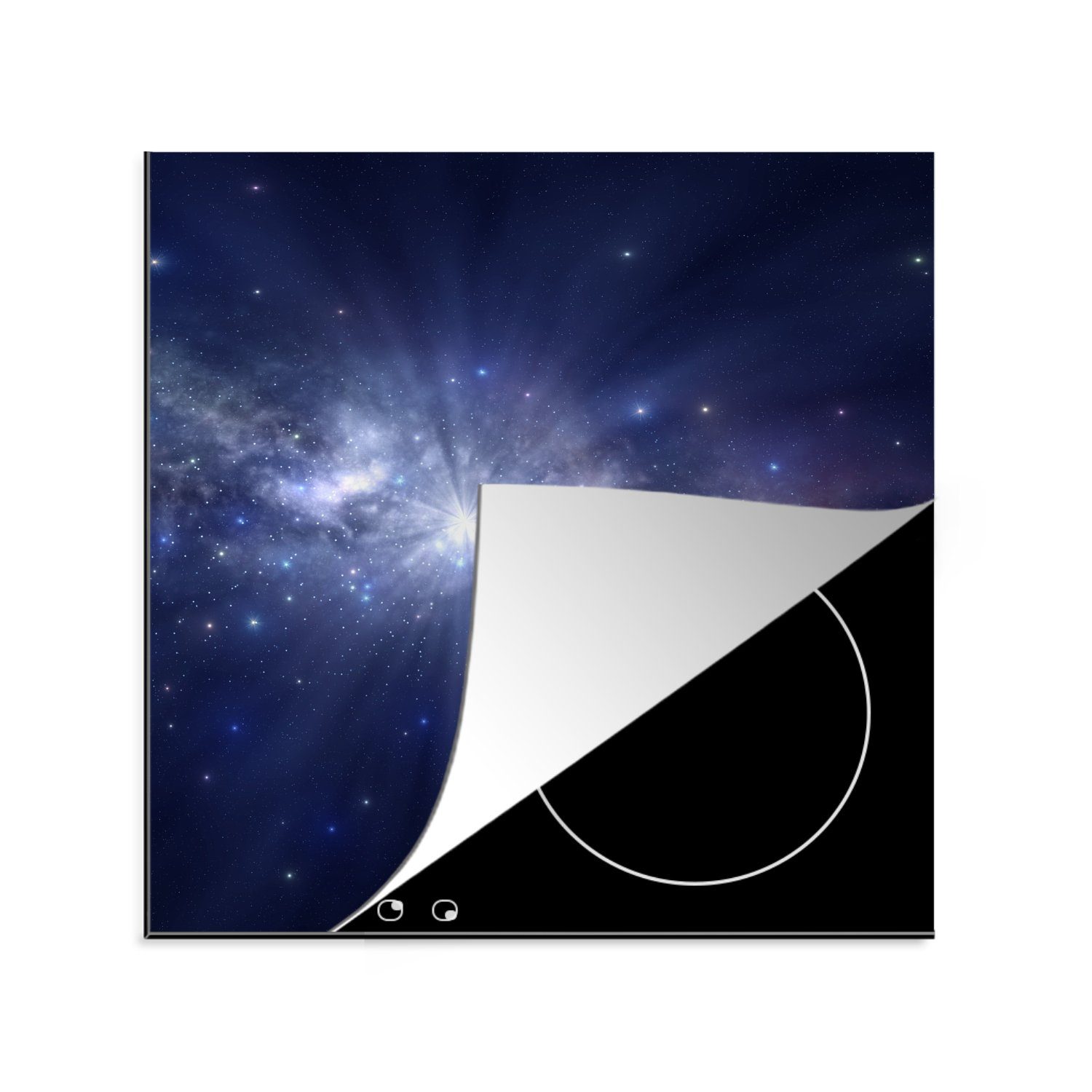 MuchoWow Herdblende-/Abdeckplatte Eine Illustration der bunten Galaxie Milchstraße, Vinyl, (1 tlg), 78x78 cm, Ceranfeldabdeckung, Arbeitsplatte für küche