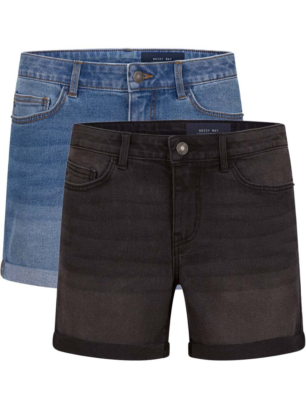 Noisy may Jeansshorts Damen Shorts BeLucky Regular Fit Basic Hotpants mit Stretch Medium Blue & Dark Grey (27028348)