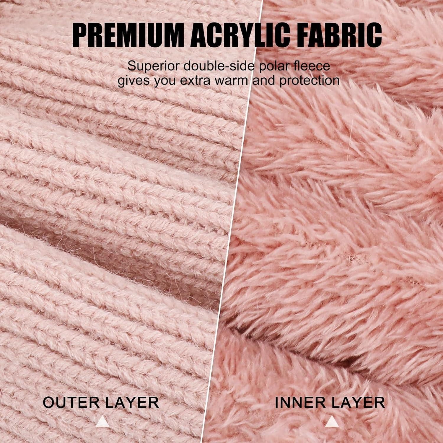 LuxusKollektion Sturmhaube Wintermütze Damen Balaclava Strickmütze Beanie Fleecefutter Rosa