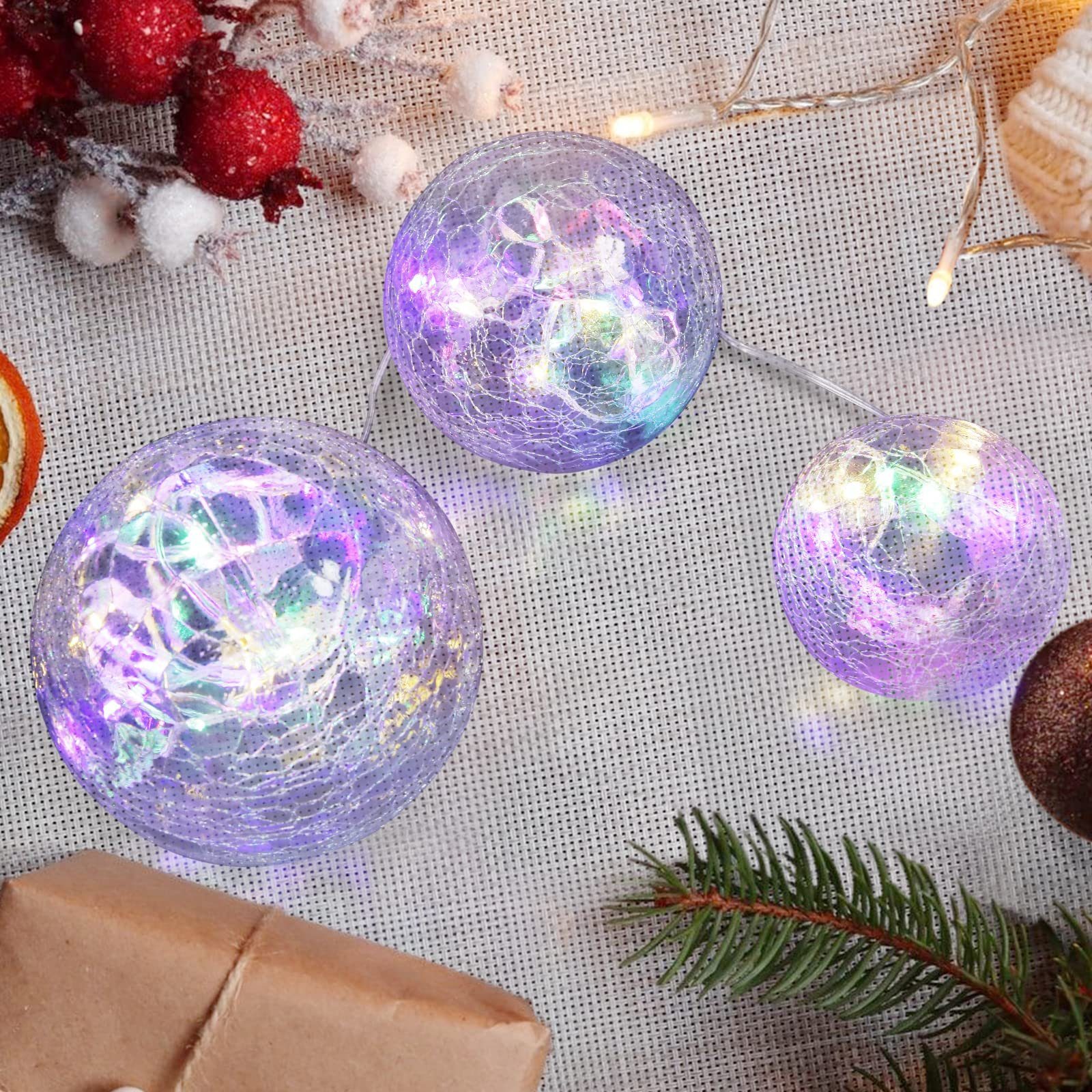 Lampe, Innen/Herbstdeko/Tischdeko/Schlafzimmer/Wohnzimmer[Energieklasse C Beleuchtet Glas,8 Modi LED-Lichterkette mit Crackle Weihnachtsdeko für Ciskotu