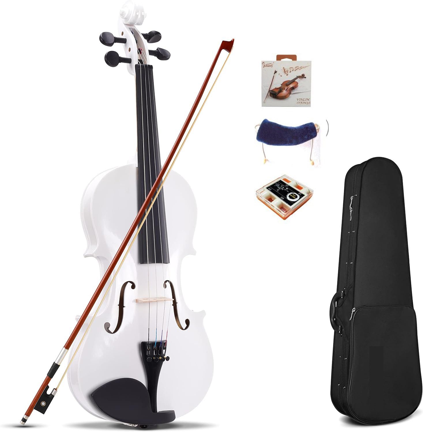 HT Violine 4/4 Erwachsene Akustische Geige, mit Geigenkoffer, Kolophonium, Geigenbogen, Violin Anfänger Set für Studenten Starter