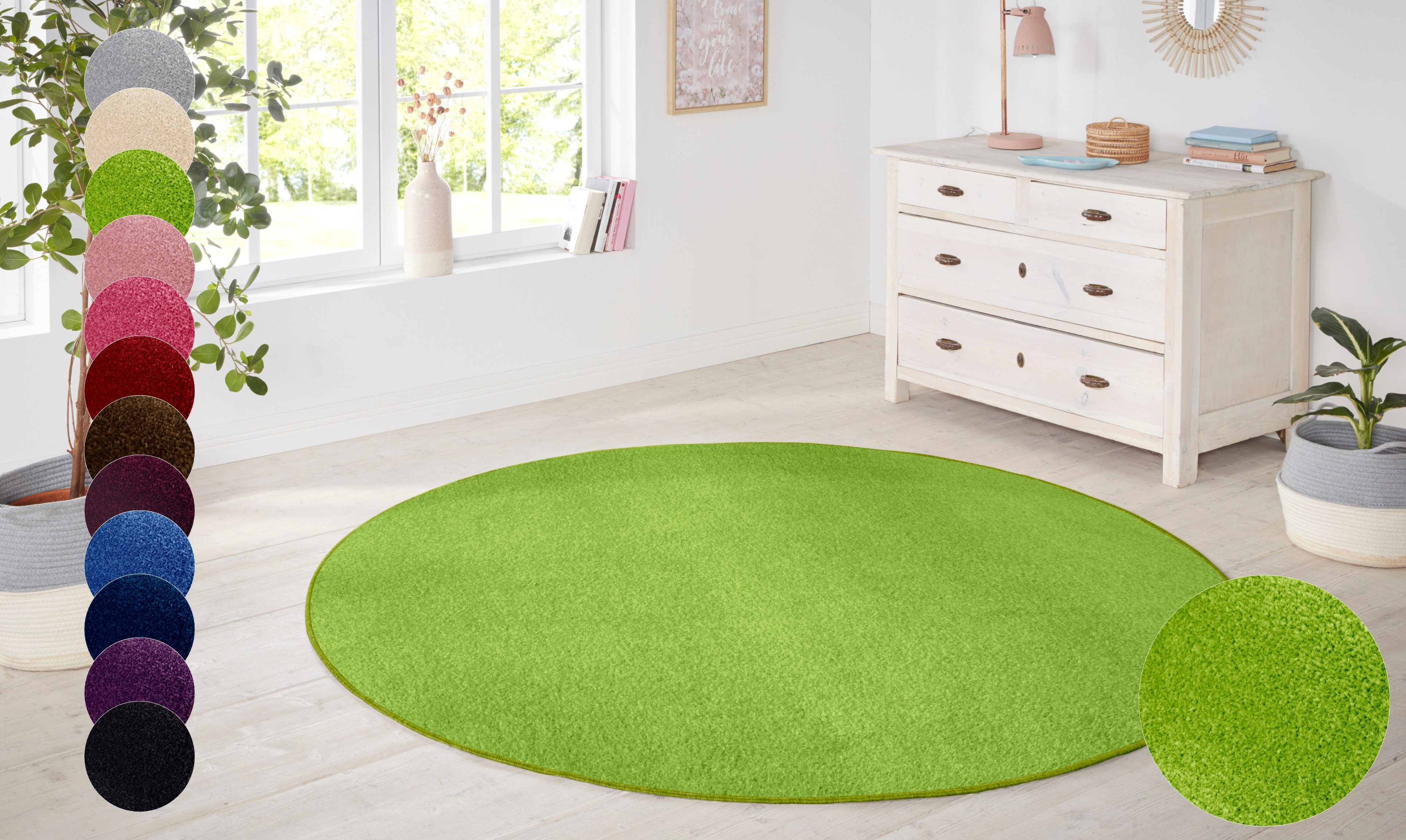 HANSE Home Teppich Shashi, rund, Höhe: 8,5 mm, Kurzflor, Unifarben, Teppich, Weich, Esszimmer, Kinderzimmer, Flur