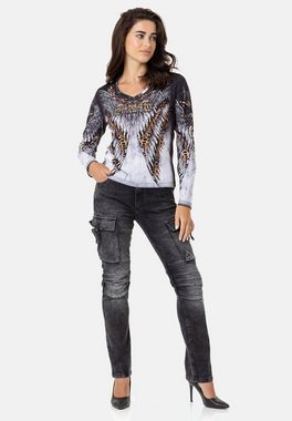 Cipo & Baxx Langarmshirt mit stylischem Allover-Print