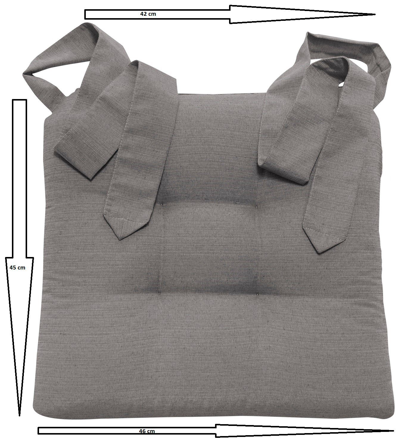Magma Heimtex Sitzkissen Fino Schleifenband Stuhlauflage Rattanstühle extra dick 2er Set, Schlaufenband