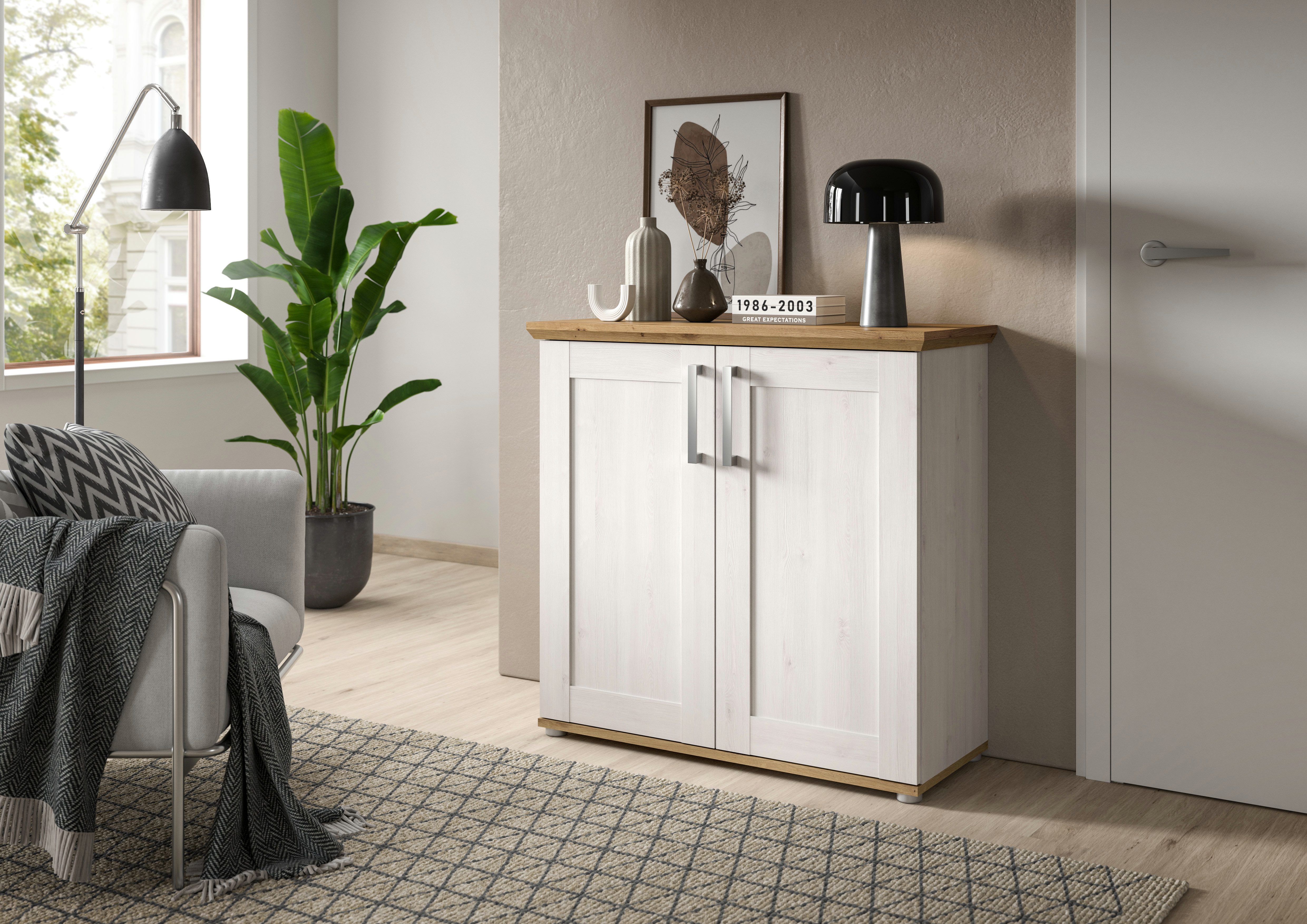 Kommode COSENZA, TOPSELLER!, Breite 95 cm, 2 Türen, 2 Einlegeböden, 3 Fächer