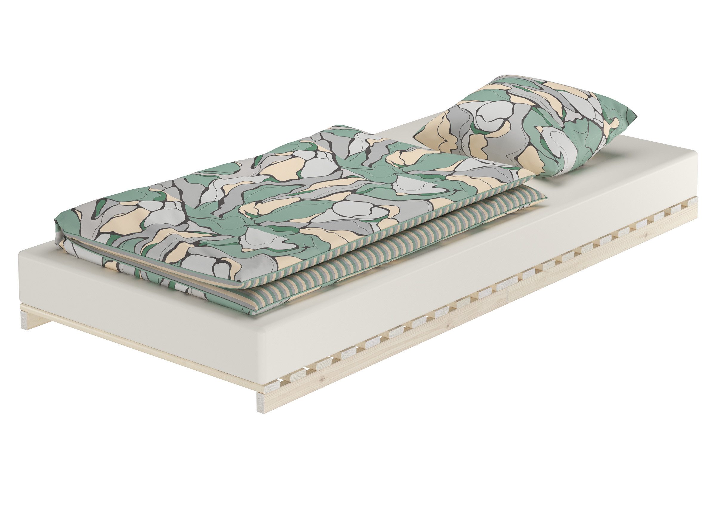 ERST-HOLZ Futonbett Niederflurbett Metallfrei 90 x 200 cm Futon Fichte Massiv, Fichte unbehandelt