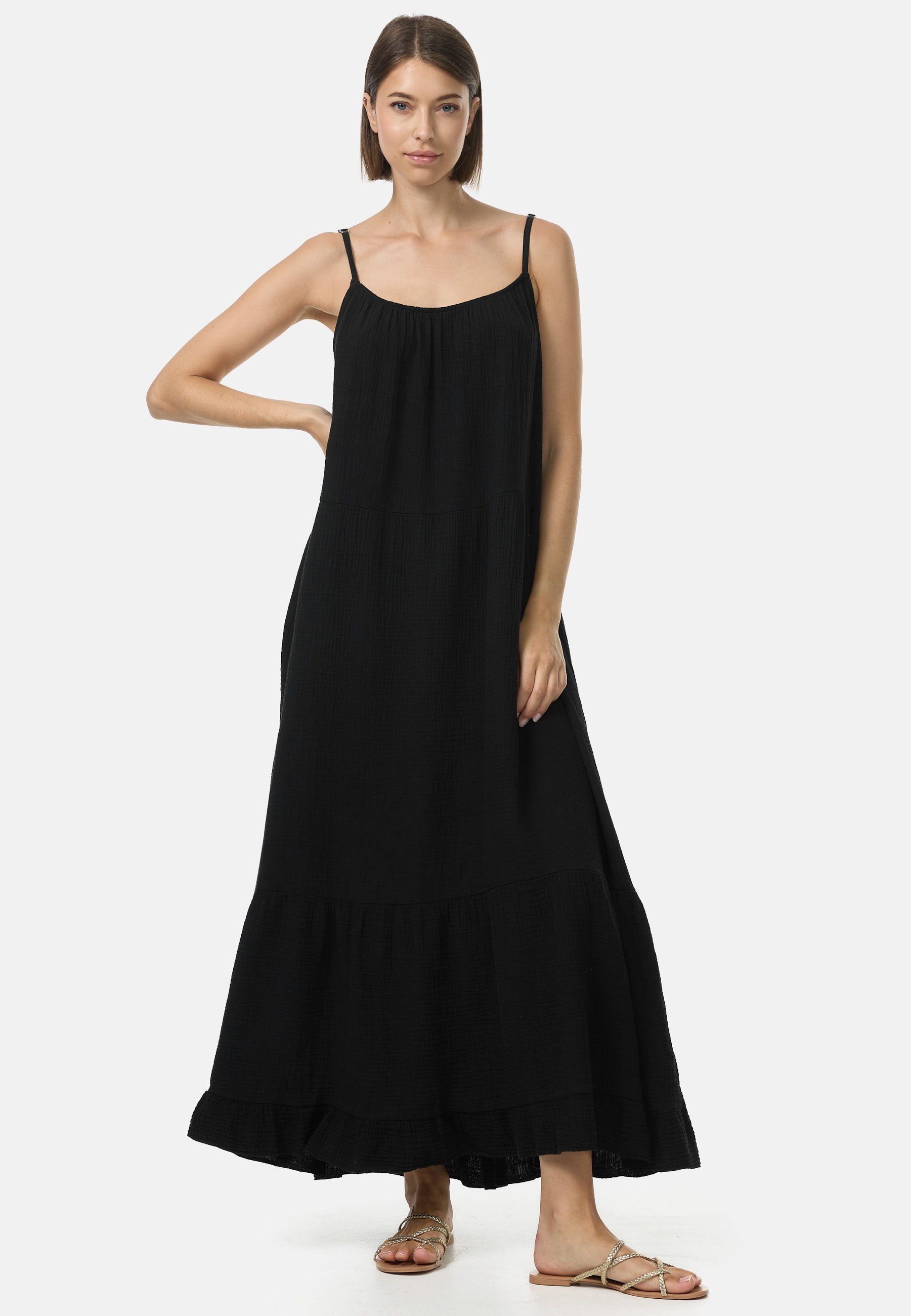 Rayshyne Maxikleid PM48 (Romantisches Maxikleid aus Musselin mit Spaghettiträgern) mit Rüschen, Atmungsaktiv, Hautfreundlich – Bild 4 von 5