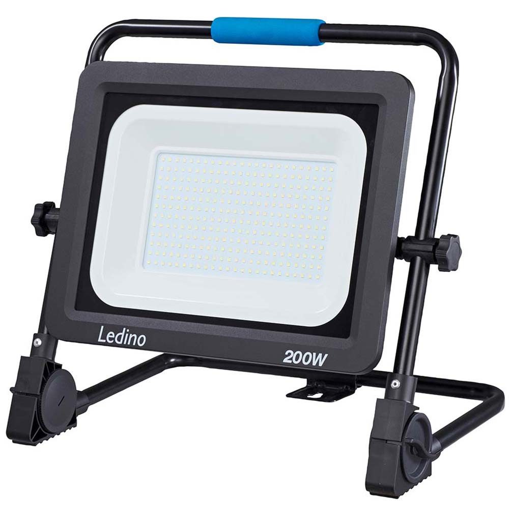 Ledino Baustrahler, LED-Leuchtmittel fest verbaut, Kaltweiß, Tageslichtweiß, LED Arbeitsstrahler Baustrahler Aluminium Gelb H 42 cm IP54