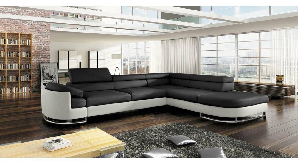 Stylefy Ecksofa Ice, L-Form, Eckcouch, mane links oder rechts bestellbar, frei im Raum stellbar, mit Bettfunktion und Bettkasten, Metall, inklusive Kopfteil- und Armlehnenverstellung