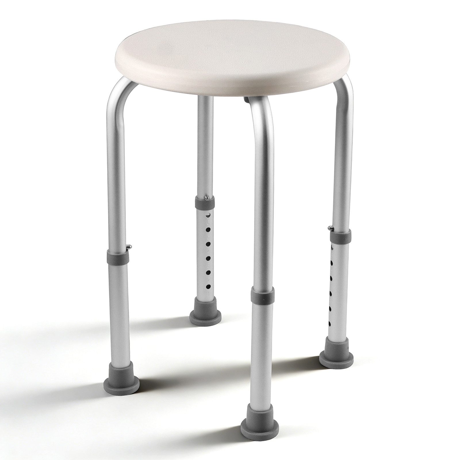 BlingBin Duschhocker Badhocker, höhenverstellbarer Duschstuhl mit Rutschfesten Gummifüßen, belastbar bis 120 kg, 6-Fach Höhenverstellbar (36-54 cm), für ältere Senioren, Schwangere