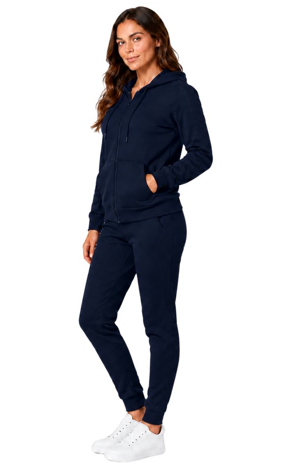 L.gonline Freizeitanzug Damen Jogging-ANZUG X240, Prime (Kapuzenjacke mit Reißverschluss, Hose, 2-tlg), Fitness Freizeit Casual