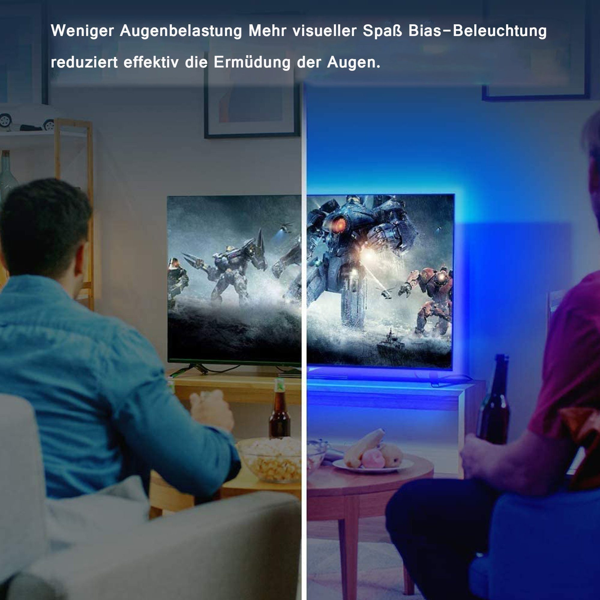 KINSI LED Stripe LED TV-Hintergrundbeleuchtung,Music Sync,3 Tasten,RGB Bluetooth App, Für DIY Dekoration, Party, Gaming, Dekor, TV Hintergrundbeleuchtung