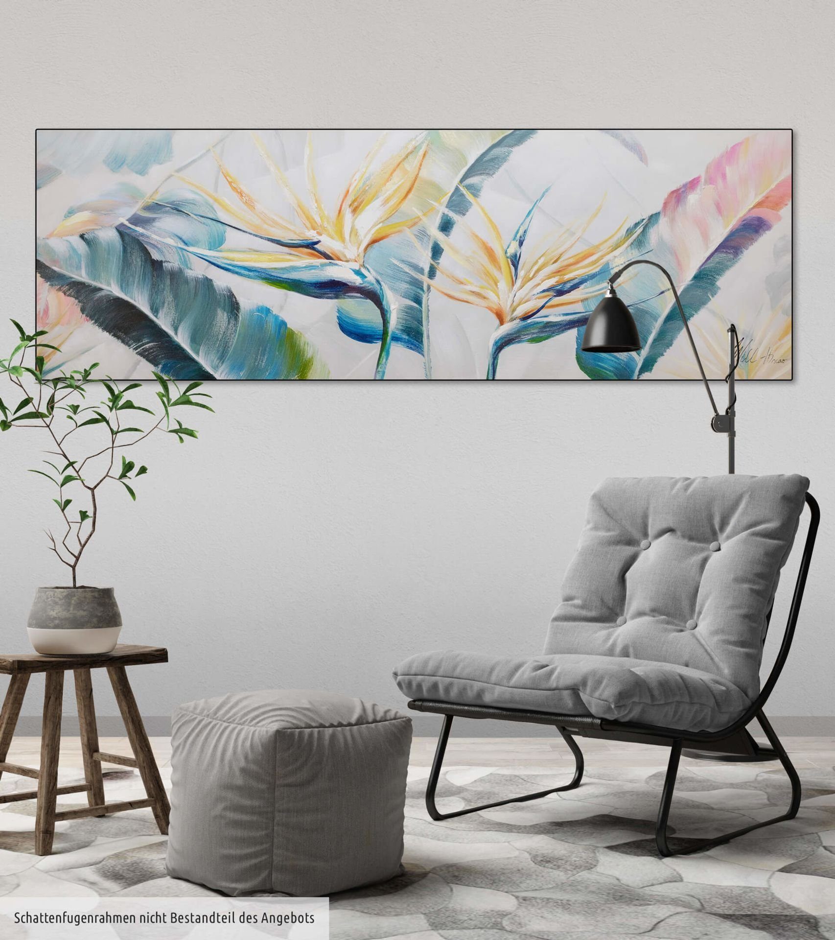 Gemälde Wohnzimmer Wandbild 150x50 HANDGEMALT 100% KUNSTLOFT Leinwandbild cm, Grass Rustling