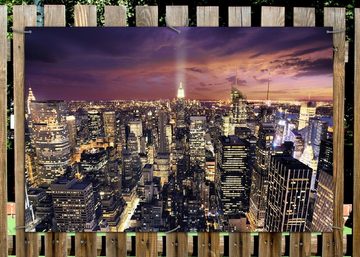 Wallario Sichtschutzzaunmatten New York bei Nacht - Panoramablick über die Stadt
