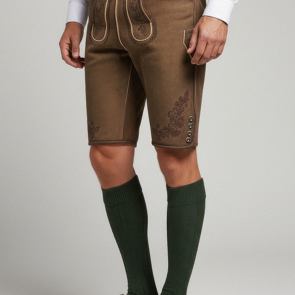 Krüger Trachtenlederhose Devian Herren (1-tlg) Trachtenlederhose, Trachtenhose, Bayerische Lederhose, Oktoberfest