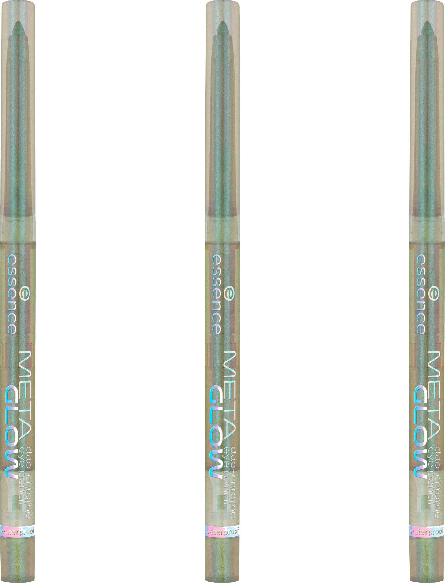 Essence Kajal META GLOW duo-chrome eye pencil, 3er Pack, mit hell schimmernden Goldton