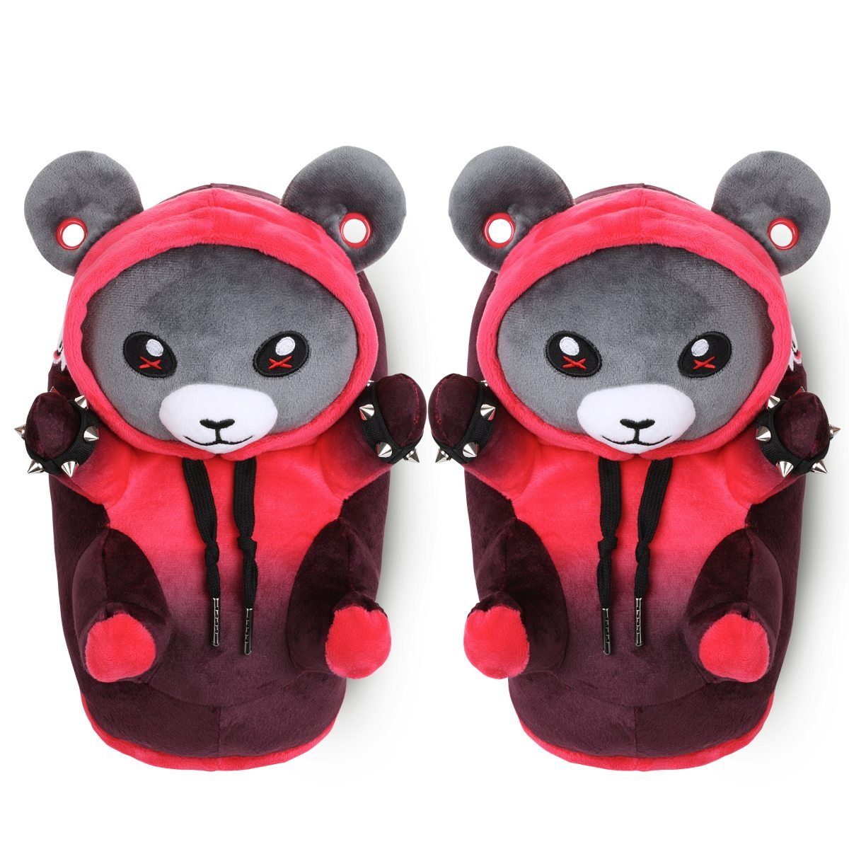 Corimori Tier Pantoffeln für Kinder Einheitsgröße 25-33,5 Plüsch Hausschuhe (Packung, Geschenk) EU Einheitsgröße 25-33,5 Punk Teddy Ember für Kinder, Jungen, Mädchen