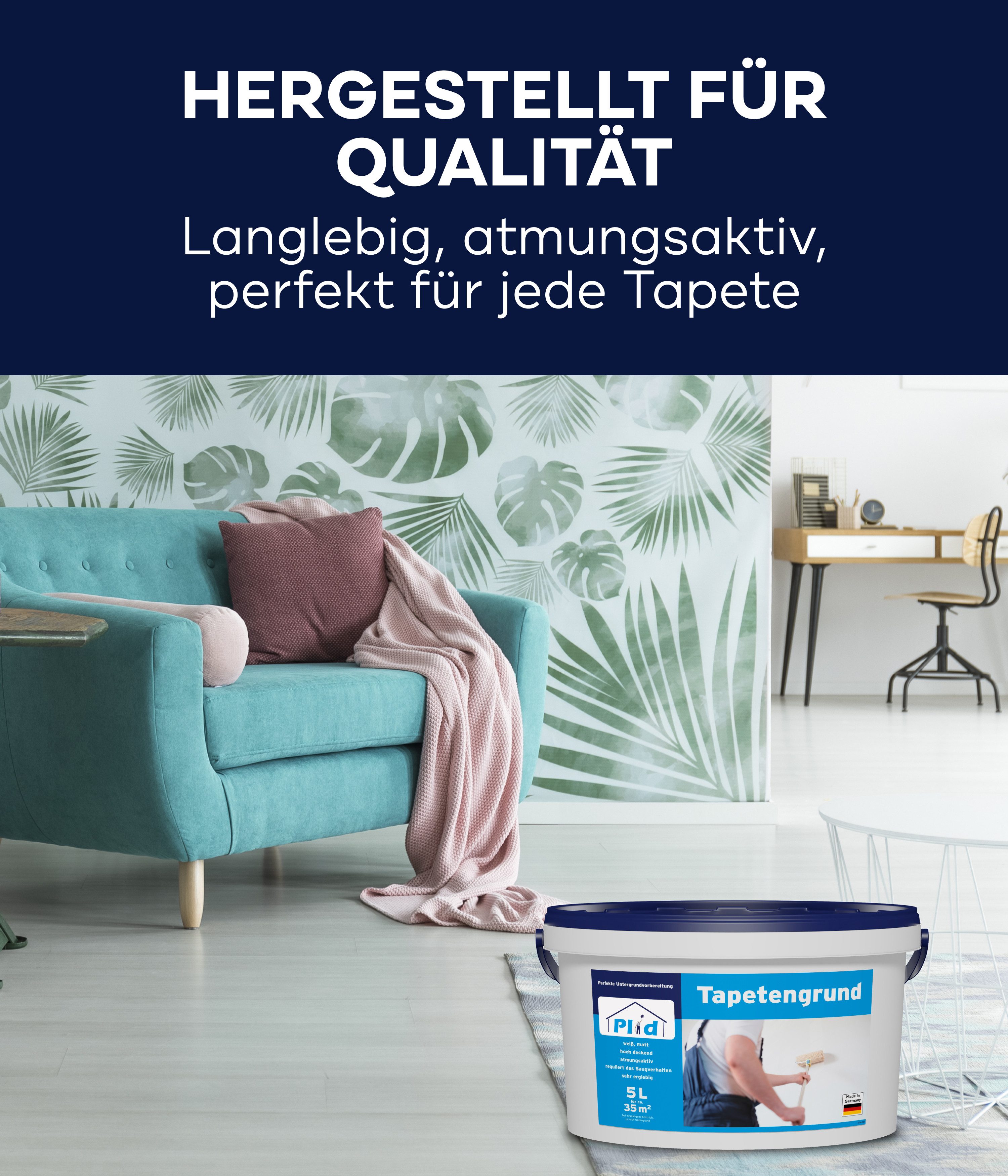 plid Grundierfarbe Plid® Tapetengrund Weiß matt / Untergrundvorbereitung vor Tapezieren, Schnelltrocknend