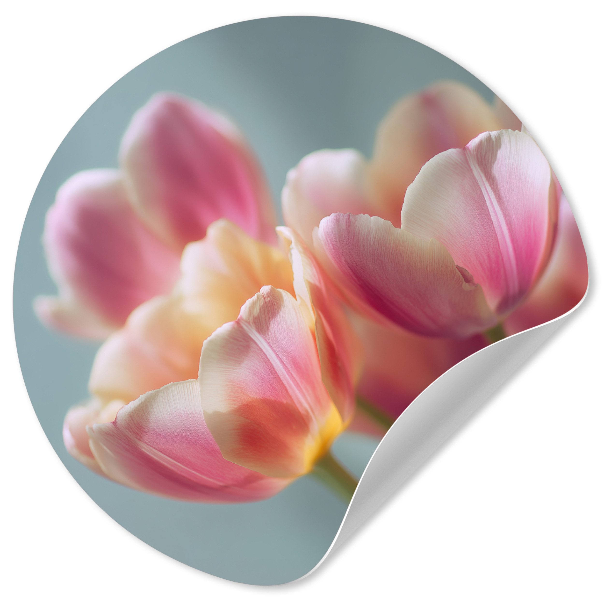 MuchoWow Wandsticker Tulpen - Rosa - Stiele (1 St), Tapetensticker Selbstklebend, Wandbild Wohnzimmer, 80x80 cm