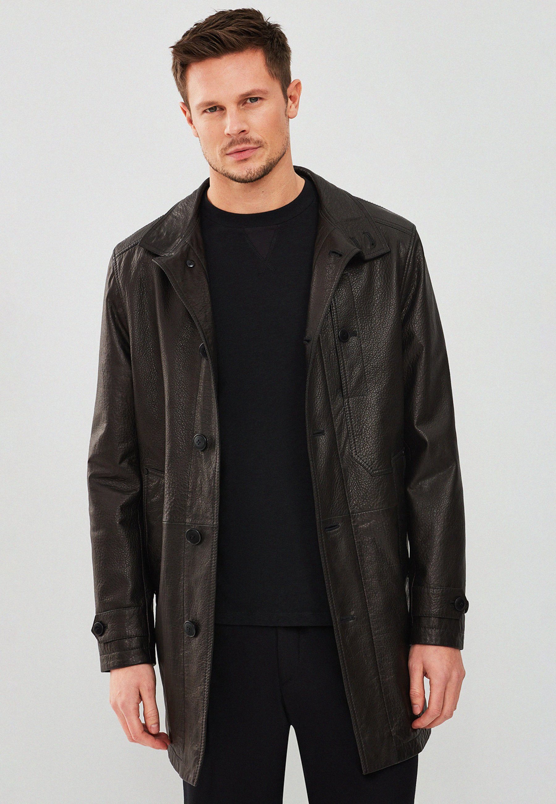 Derimod Lederjacke Ederson Langer Ledertrenchcoat Regular Fit, Knopfverschl günstig online kaufen