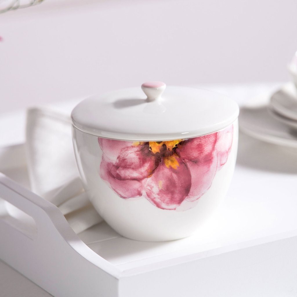 Teedose Rose Boch & Deckel Villeroy mit Teekanne Garden