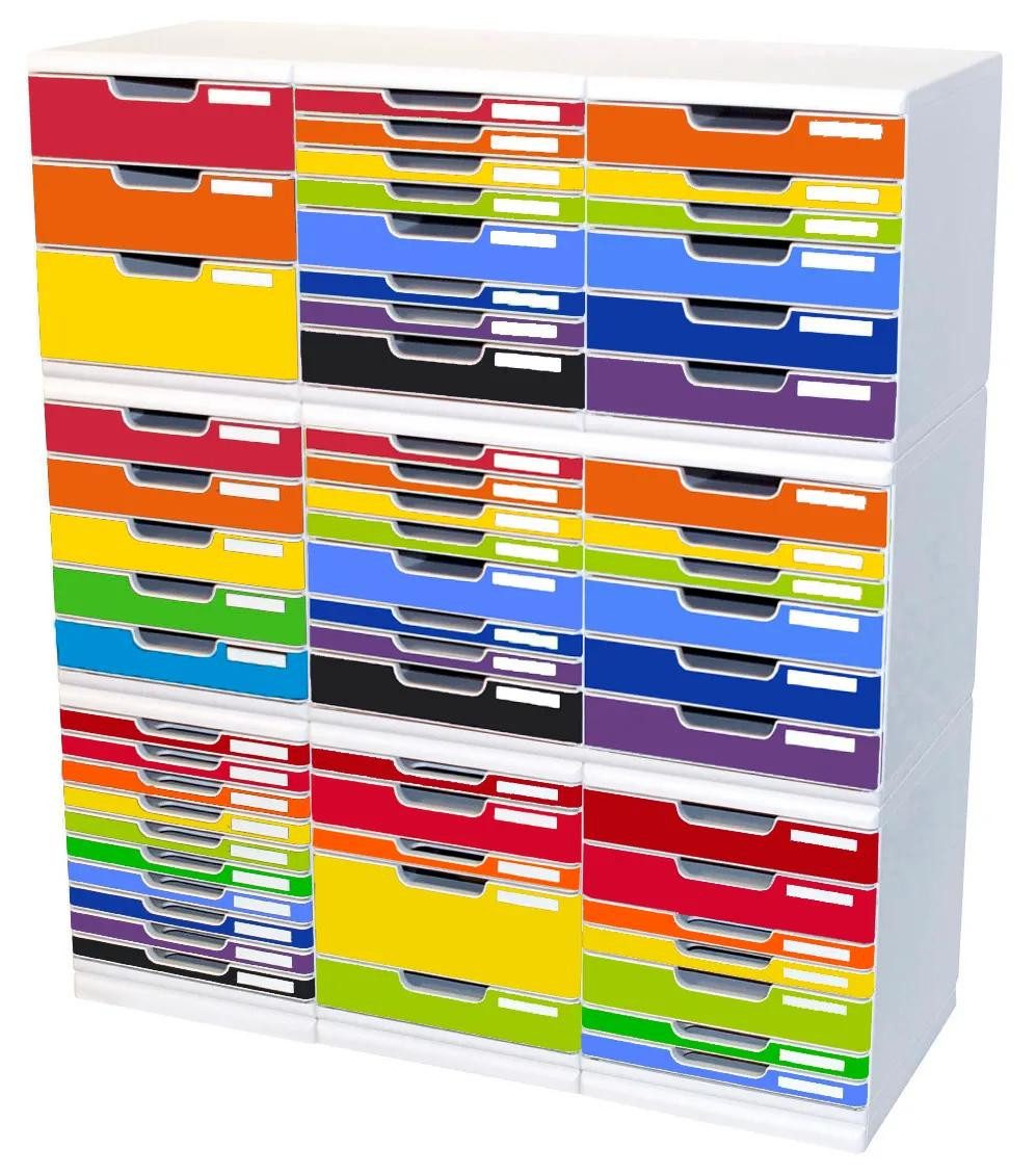 EXACOMPTA Schubladenbox Schubladenbox MODULO A4 5 geschlossene Schubladen Regenbogen 301798D, Schubladenboxen