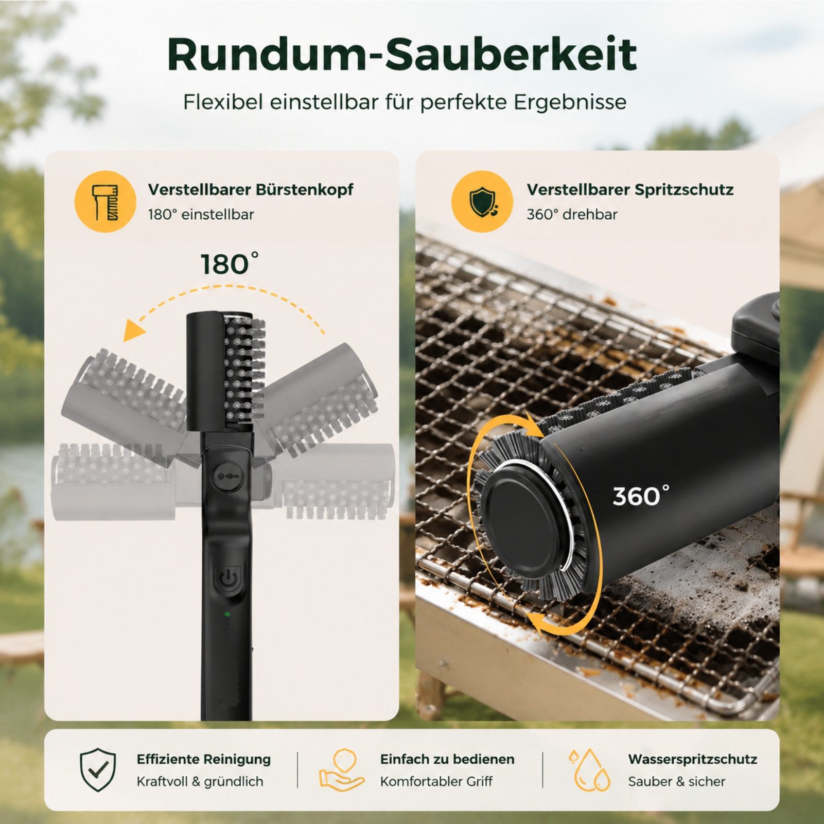 Solarandmore Grillbürste abnehmbar und waschbar,kraftvolle Fleckenentfernung,Reinigungsbürste, Grill, (set), elektrisch,entfernt Brandflecken,keine manuelle Reinigung erforderlich