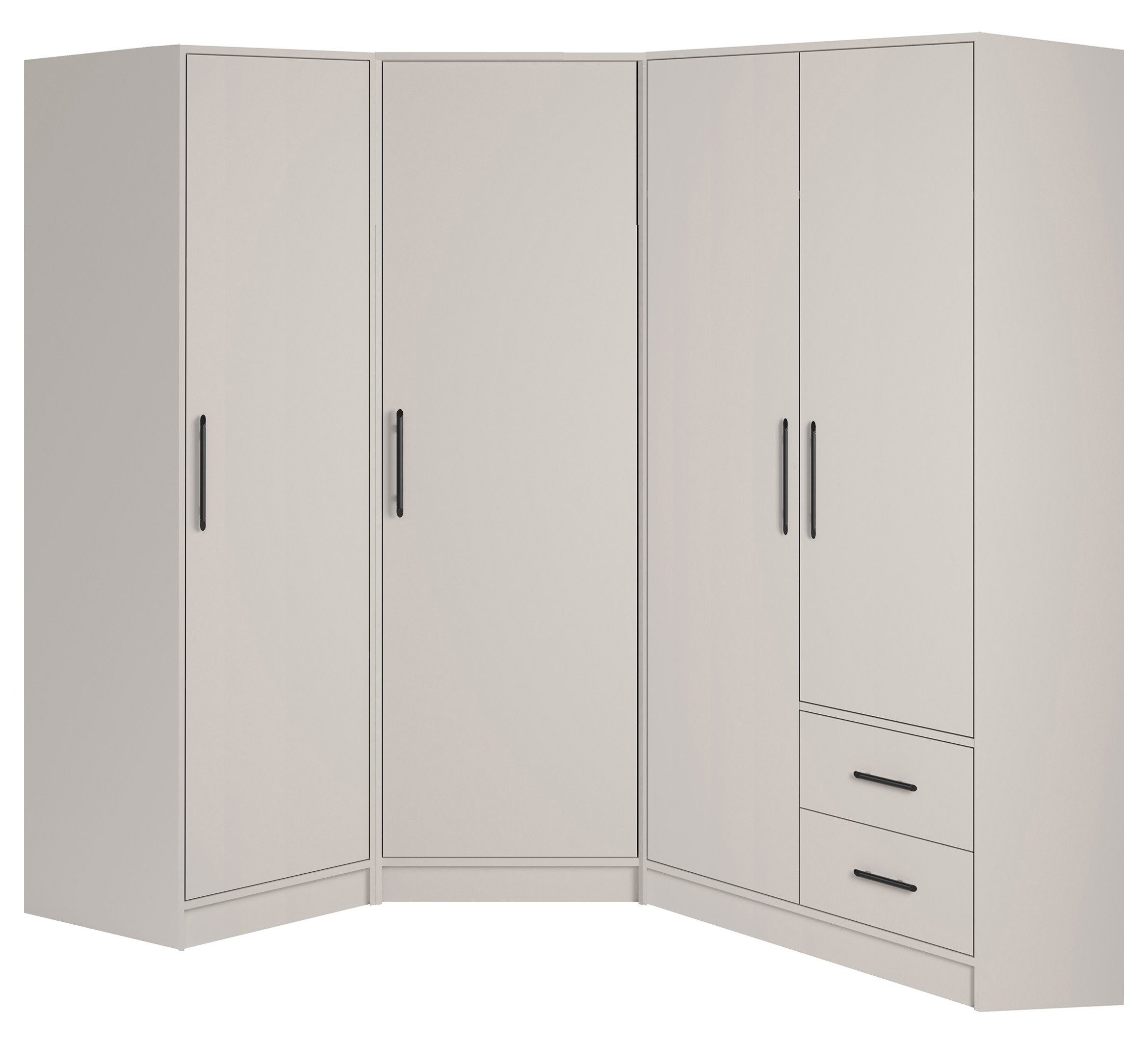 Marmex Möbel Garderobenschrank SMART 3C zweitüriger Kleiderschrank Mehrzweckschrank Drehtürenschrank Kleiderstange, Schubladen 100 x 190 x 56