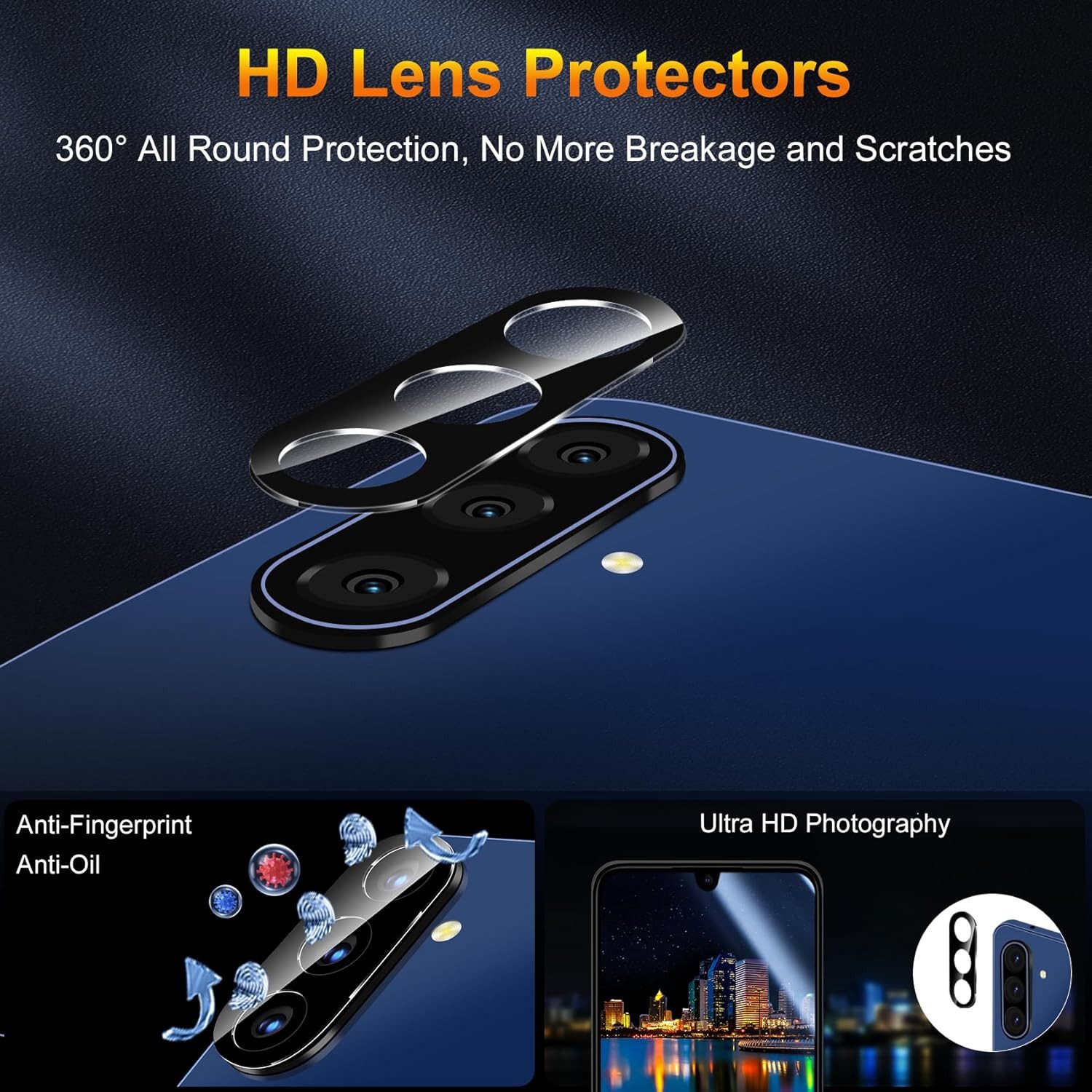 CLM-Tech Kameraschutzglas 2X für Samsung Galaxy A37 5G, Linse 9H Glas - Folie kristallklar Panzerglas, 2 Stück, Kratzfest – Bild 4 von 5