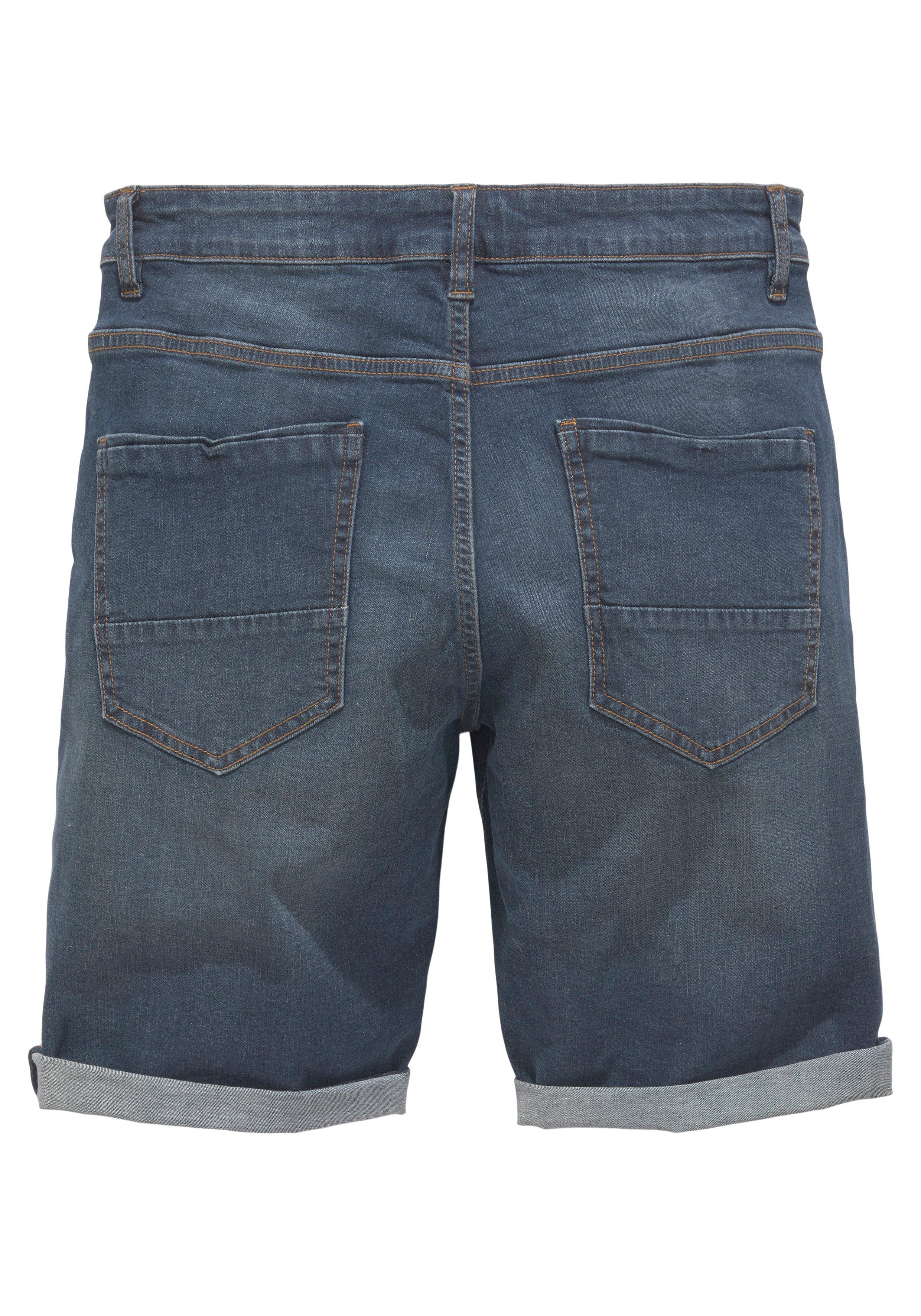 H.I.S Jeansshorts DEYO gerader Schnitt, Used-Waschung, niedrige Leibhöhe