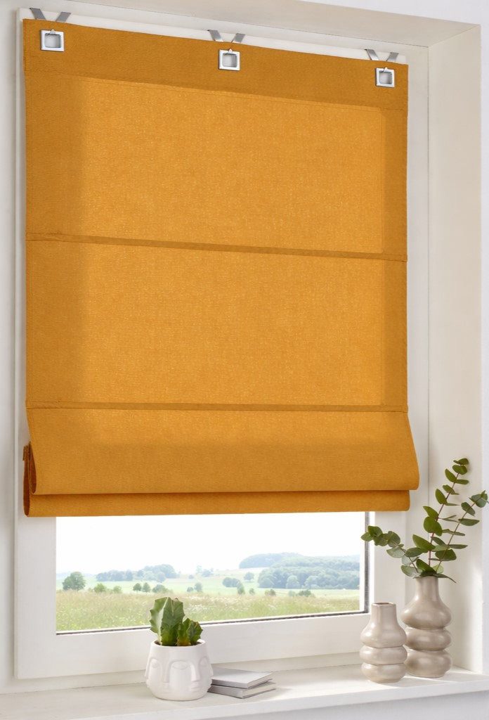 Kutti Raffrollo Duck in 6 Farben, mit Hakenaufhängung, ohne Bohren, freihängend, modernes Ösen-Design, 100% Baumwolle, blickdicht