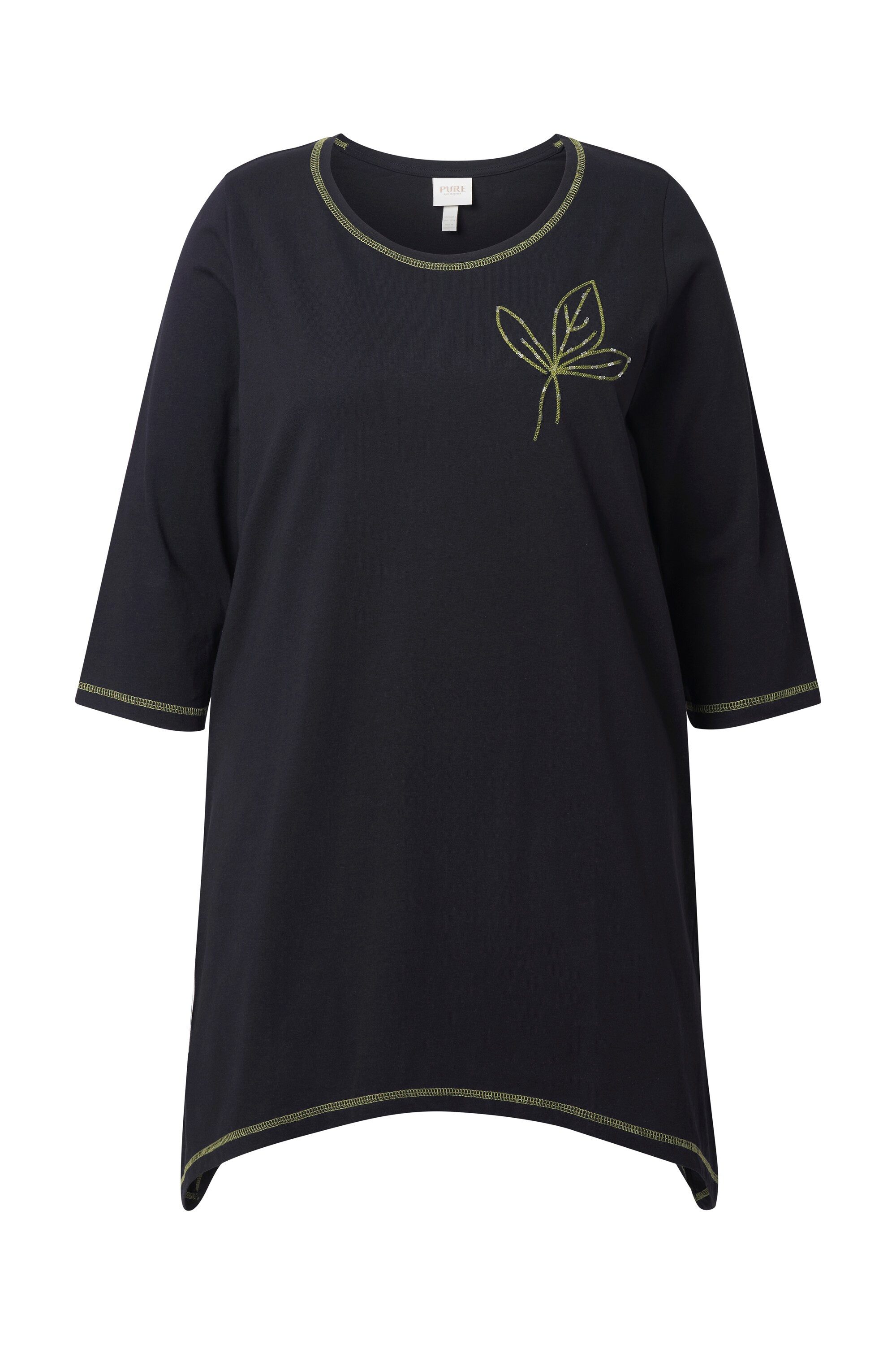 Ulla Popken Longshirt Shirt Stickerei A-Linie günstig online kaufen