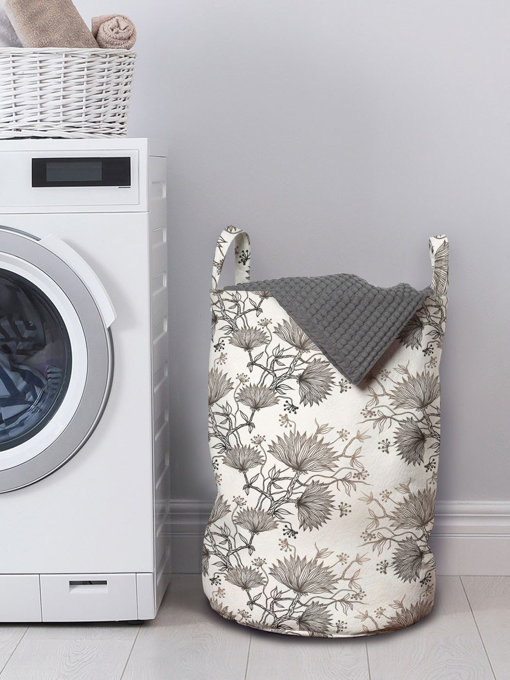 Wäschesäckchen Abakuhaus Wäschekorb mit Chrysanthemen Waschsalons, Jahrgang Kordelzugverschluss für Griffen Blumen
