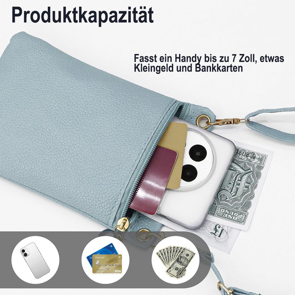 Zaewry Umhängetasche Handytasche mit abnehmbaren Umhängeriemen,Handytasche, für Einkaufen, Dating und Spaziergänge,Münztasche, Kreditkartenetui – Bild 4 von 5