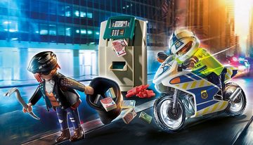 Playmobil® Konstruktions-Spielset Polizei-Motorrad: Verfolgung des Geldräubers (70572), City Action, (32 St), Made in Europe